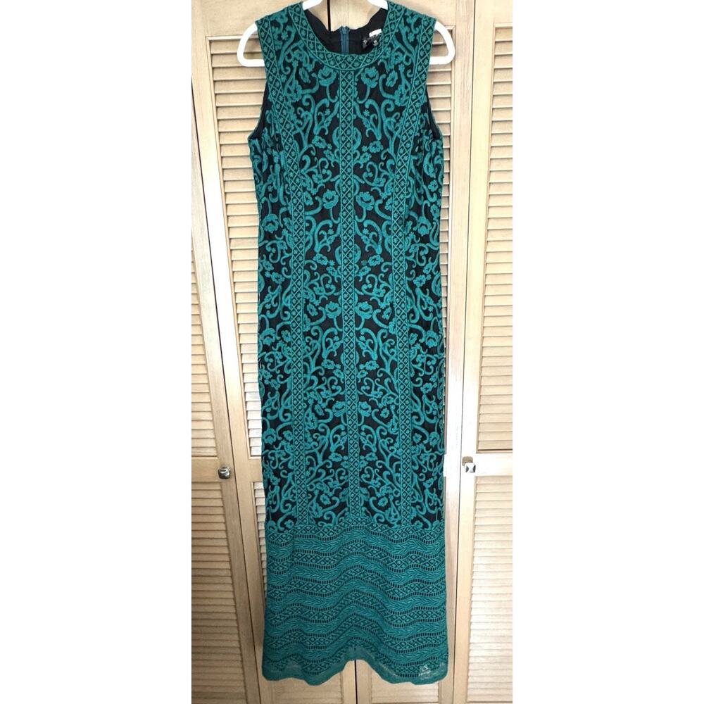 Tadashi Shoji NWOT Size 16 Sleeveless Evening Gown Green & Black